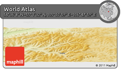 Physical Panoramic Map of the Area around 54° 48' 50" N, 106° 19' 29" E