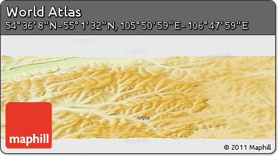 Physical Panoramic Map of the Area around 54° 48' 50" N, 106° 19' 29" E