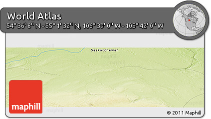 Physical Panoramic Map of the Area around 54° 48' 50" N, 106° 10' 30" W