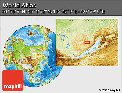 Physical Location Map of the Area around 54° 48' 50" N, 107° 10' 30" E