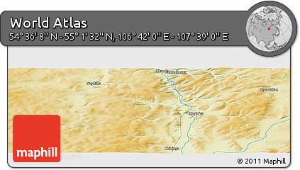 Physical Panoramic Map of the Area around 54° 48' 50" N, 107° 10' 30" E
