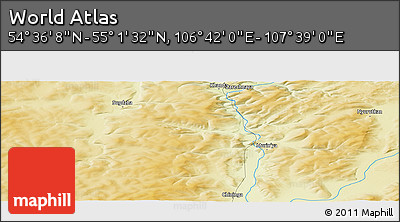Physical Panoramic Map of the Area around 54° 48' 50" N, 107° 10' 30" E