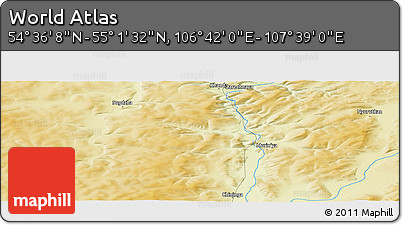 Physical Panoramic Map of the Area around 54° 48' 50" N, 107° 10' 30" E