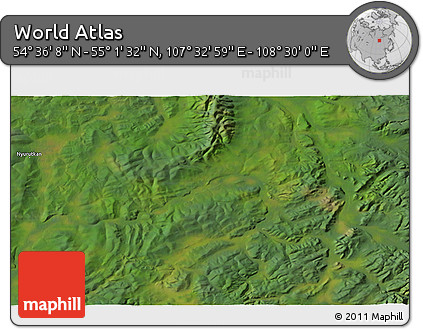 Satellite 3D Map of the Area around 54° 48' 50" N, 108° 1' 30" E