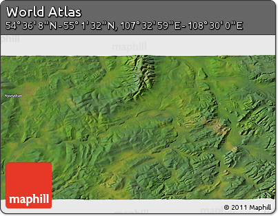 Satellite 3D Map of the Area around 54° 48' 50" N, 108° 1' 30" E