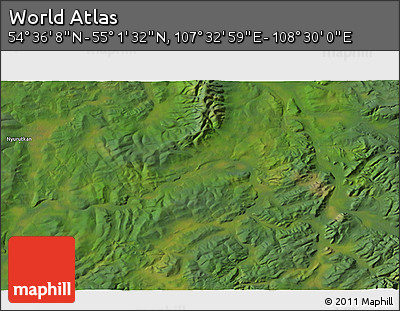 Satellite 3D Map of the Area around 54° 48' 50" N, 108° 1' 30" E