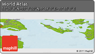 Physical Panoramic Map of the Area around 54° 48' 50" N, 10° 16' 30" E