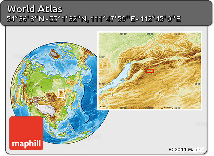 Physical Location Map of the Area around 54° 48' 50" N, 112° 16' 30" E