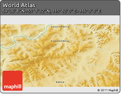 Physical 3D Map of the Area around 54° 48' 50" N, 115° 40' 30" E