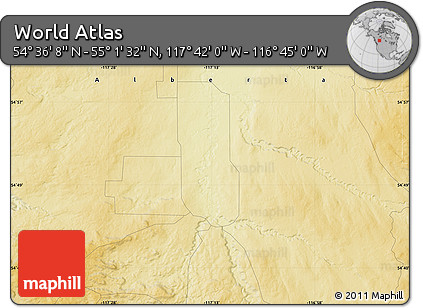 Physical Map of the Area around 54° 48' 50" N, 117° 13' 29" W
