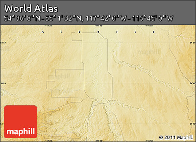 Physical Map of the Area around 54° 48' 50" N, 117° 13' 29" W