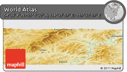Physical Panoramic Map of the Area around 54° 48' 50" N, 119° 4' 29" E