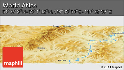 Physical Panoramic Map of the Area around 54° 48' 50" N, 119° 4' 29" E