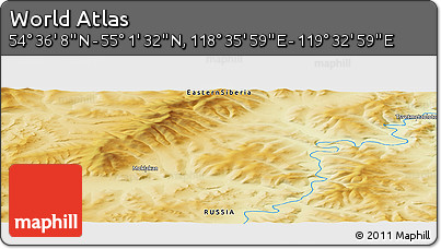 Physical Panoramic Map of the Area around 54° 48' 50" N, 119° 4' 29" E