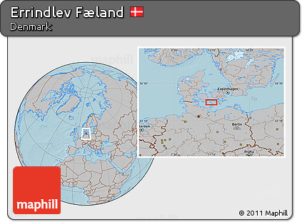 Gray Location Map of Errindlev Fæland, hill shading