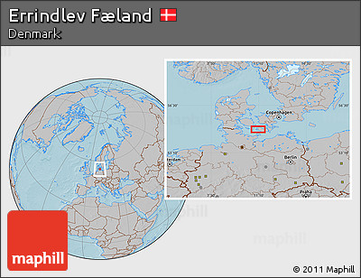 Gray Location Map of Errindlev Fæland, hill shading