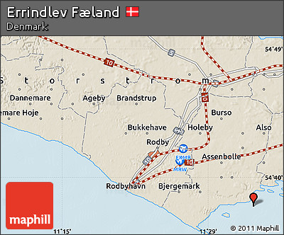 Shaded Relief Map of Errindlev Fæland
