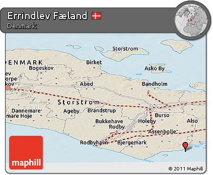 Shaded Relief Panoramic Map of Errindlev Fæland