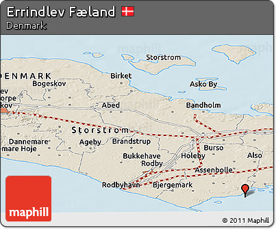 Shaded Relief Panoramic Map of Errindlev Fæland