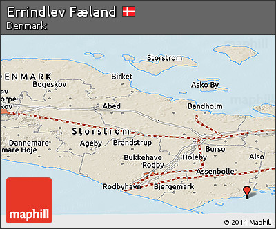 Shaded Relief Panoramic Map of Errindlev Fæland