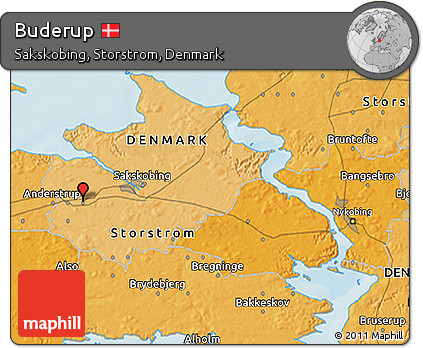 Political 3D Map of Buderup
