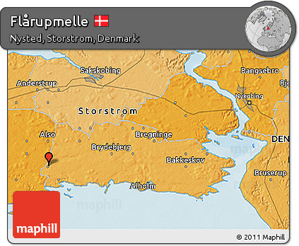 Political 3D Map of Flårupmelle