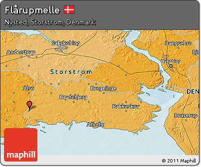 Political 3D Map of Flårupmelle