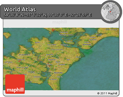 Satellite 3D Map of the Area around 54° 48' 50" N, 11° 58' 29" E