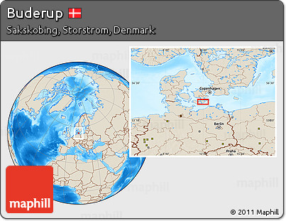 Shaded Relief Location Map of Buderup