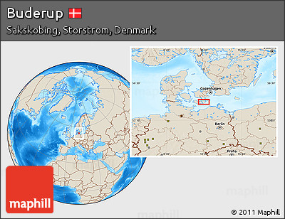 Shaded Relief Location Map of Buderup