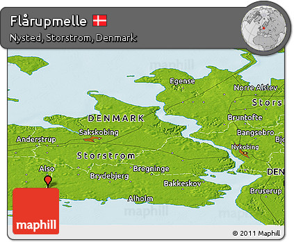 Physical Panoramic Map of Flårupmelle