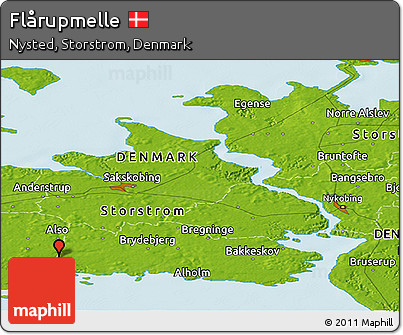 Physical Panoramic Map of Flårupmelle