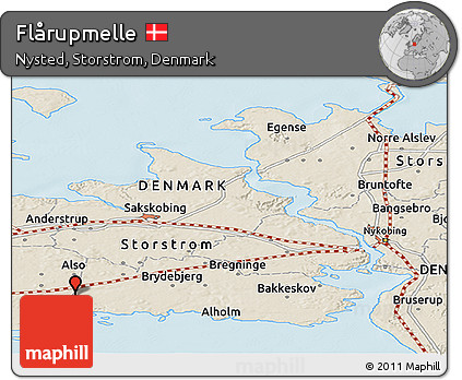 Shaded Relief Panoramic Map of Flårupmelle