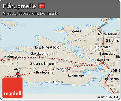 Shaded Relief Panoramic Map of Flårupmelle