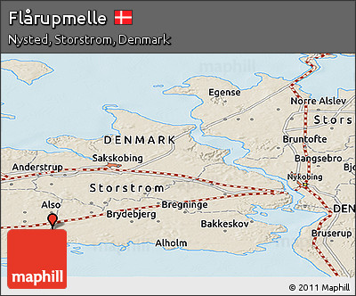 Shaded Relief Panoramic Map of Flårupmelle
