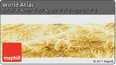 Physical Panoramic Map of the Area around 54° 48' 50" N, 122° 28' 29" E