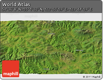 Satellite 3D Map of the Area around 54° 48' 50" N, 123° 19' 29" E