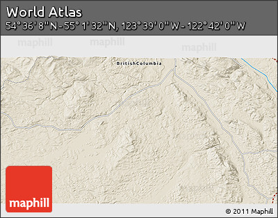 Shaded Relief 3D Map of the Area around 54° 48' 50" N, 123° 10' 30" W