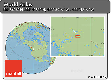 Savanna Style Location Map of the Area around 54° 48' 50" N, 123° 10' 30" W