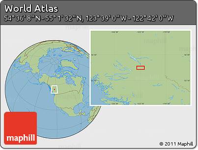 Savanna Style Location Map of the Area around 54° 48' 50" N, 123° 10' 30" W