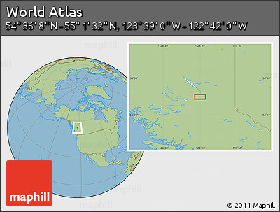 Savanna Style Location Map of the Area around 54° 48' 50" N, 123° 10' 30" W