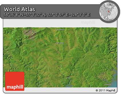 Satellite 3D Map of the Area around 54° 48' 50" N, 127° 34' 30" E