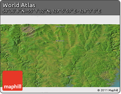 Satellite 3D Map of the Area around 54° 48' 50" N, 127° 34' 30" E