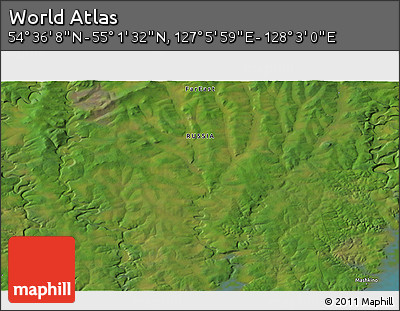 Satellite 3D Map of the Area around 54° 48' 50" N, 127° 34' 30" E