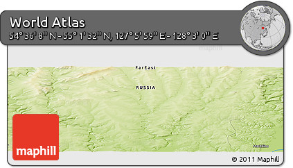 Physical Panoramic Map of the Area around 54° 48' 50" N, 127° 34' 30" E