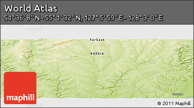 Physical Panoramic Map of the Area around 54° 48' 50" N, 127° 34' 30" E