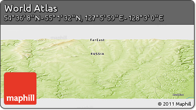 Physical Panoramic Map of the Area around 54° 48' 50" N, 127° 34' 30" E