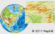 Physical Location Map of the area around 54° 48' 50" N, 130° 7' 30" E