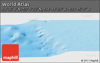 Physical Panoramic Map of the Area around 54° 48' 50" N, 134° 13' 29" W