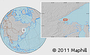 Gray Location Map of the area around 54° 48' 50" N, 136° 55' 30" E, hill shading